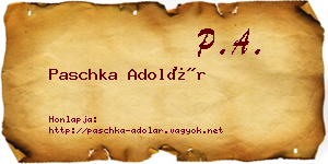 Paschka Adolár névjegykártya